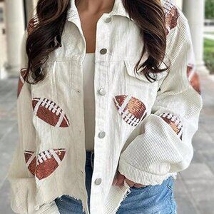White Casual Women's Cropped Corduroy Raw Hem Jacket